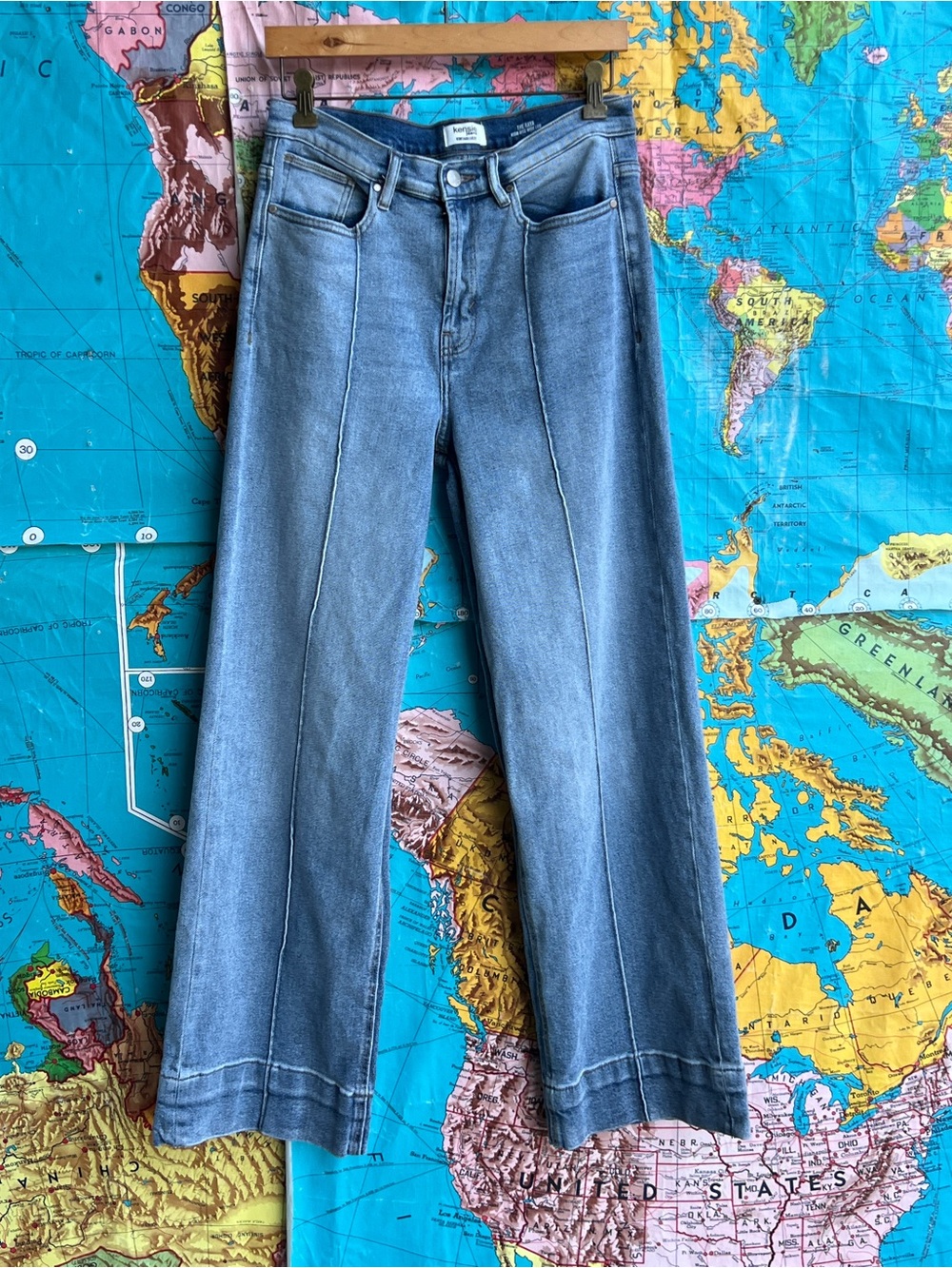 Kensie Medium Blue Wide-Leg Flare Jeans